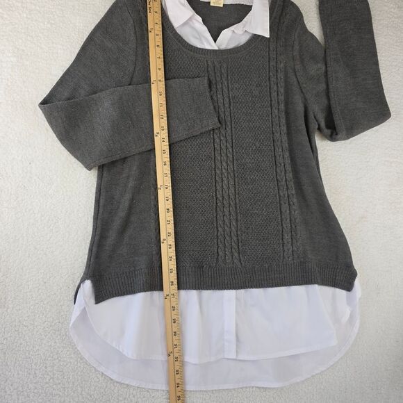 Faded Glory Women's Gray Knit Sweater with White Collared Shirt Layer Size XXL - Picture 12 of 15
